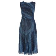 Geplooide jurk met metallic draden Swing , Blue , Dames