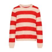 Gwen Big Stripe Pullover By-Bar , Red , Dames