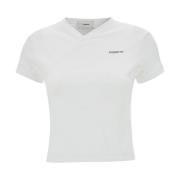 Wit V-Hals T-Shirt Coperni , White , Dames