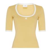 Contrast Holistisch T-Shirt Courrèges , Yellow , Dames
