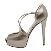 Pre-owned Leather heels Gucci Vintage , Gray , Dames