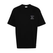 Geborduurd Cursief Katoenen T-Shirt Drole de Monsieur , Black , Heren