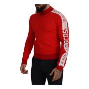 Logo Wol Pullover Trui in Rood Gcds , Red , Heren