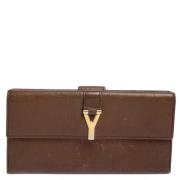 Pre-owned Leather wallets Yves Saint Laurent Vintage , Brown , Dames