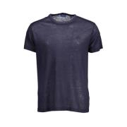 Blauw Linnen T-Shirt met Borduursel Gant , Blue , Heren