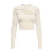 Peek-a-Boo Pullover Top Only , Beige , Dames