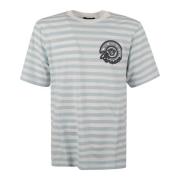 Gestreept Jersey T-shirt met Geborduurd Nautisch Embleem Versace , Blu...