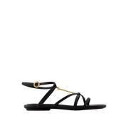 Zwarte Leren Sandalen - Pralu P Jacquemus , Black , Dames