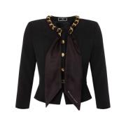 Zwarte Jassen met Gouden Knopen Elisabetta Franchi , Black , Dames