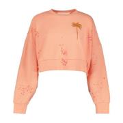 Geschilderde Sweatshirt met Bedrukt Logo Palm Angels , Orange , Dames