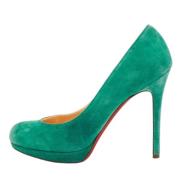 Pre-owned Suede heels Christian Louboutin Pre-owned , Green , Dames