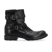 Zwarte Leren Biker Schoenen Moma , Black , Dames