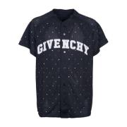 Zwart Polyester T-Shirt met Geperforeerd Detail Givenchy , Black , Her...
