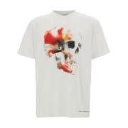 T-shirt met schedelprint in wit Alexander McQueen , White , Heren
