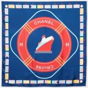 Pre-owned Silk scarves Chanel Vintage , Blue , Dames