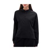 Zwarte blouse met capuchon en gelaagde manchetten RRD , Black , Dames