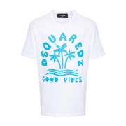 Grafische Print T-shirts en Polos Dsquared2 , White , Heren