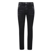 Versleten Slim-fit Zwarte Jeans Dsquared2 , Black , Heren