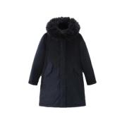 Gezellige en beschermende lange parka met kasjmierbont Woolrich , Blue...