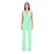 Groene mouwloze jumpsuit met open rug Pinko , Green , Dames