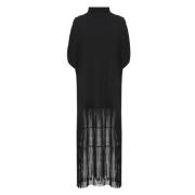 Zwarte mouwloze jurk met franjes Khaite , Black , Dames