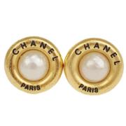 Pre-owned Metal earrings Chanel Vintage , Yellow , Dames