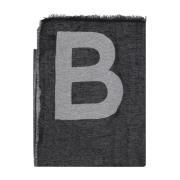 Zwart katoenen sjaal met bedrukt logo Balmain , Black , Dames