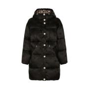 Logo Satin Puffer Jas Dolce & Gabbana , Black , Dames