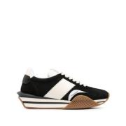 Zwart Crème Lage Sneakers Tom Ford , Multicolor , Heren