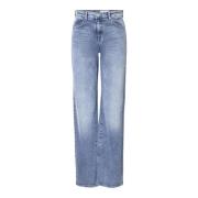 Trendy Wide Leg Straight Jeans Noisy May , Blue , Dames