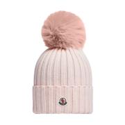 Beanie met Pom Pom - Baby Pink Moncler , Pink , Dames