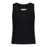 Geribbeld Top met Logo Maison Margiela , Black , Dames