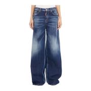 Wide Leg Denim Traveller Jeans Dsquared2 , Blue , Dames