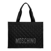 Eenvoudige Tote Bag met Ritssluiting Moschino , Black , Dames