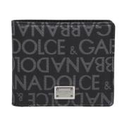 Portemonnee van Logo Jacquard Stof Dolce & Gabbana , Black , Unisex