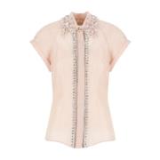 Roze Linnen en Zijden Blouse met Juweeldetails Zimmermann , Pink , Dam...