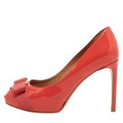 Pre-owned Leather heels Salvatore Ferragamo Pre-owned , Orange , Dames