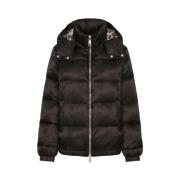 Logo Jacquard Satin Puffer Jas Dolce & Gabbana , Black , Dames