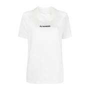 Logo-Print Katoenen T-Shirt Jil Sander , White , Dames