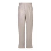 Linnen en zijden broek met erstelbare tailleband Canali , Beige , Here...