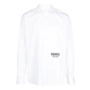 Witte Katoenen Overhemd met Logo Print Dsquared2 , White , Heren