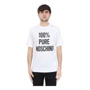 Biologisch katoenen T-shirt met contrastprint Moschino , White , Heren