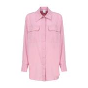 Roze Katoenen Lang Fit Shirt Pinko , Pink , Dames