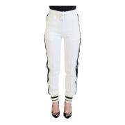 Jogger Broek met Logo Details Dolce & Gabbana , White , Dames