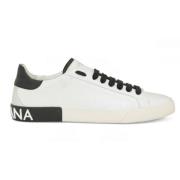 Witte lage sneakers met logo detail Dolce & Gabbana , White , Heren
