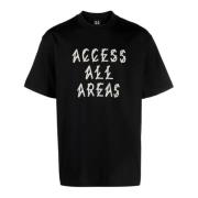 Zwarte Katoenen T-shirt met Fluweelachtige Afwerking en Slogan Print 4...
