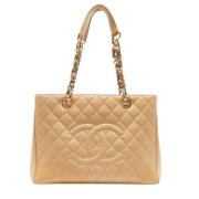 Pre-owned Leather totes Chanel Vintage , Beige , Dames