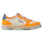 Vintage Leren Sneakers in Wit en Oranje Autry , Orange , Heren