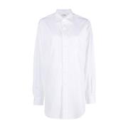 Witte overhemd met lange mouwen, puntige kraag en knoopsluiting Maison...