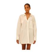Oversized Katoenen Poplin Shirt Semicouture , White , Dames